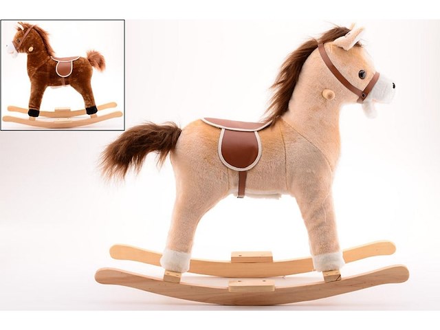 Johntoy hobbelpaard beige met geluid - afbeelding 1 van  3