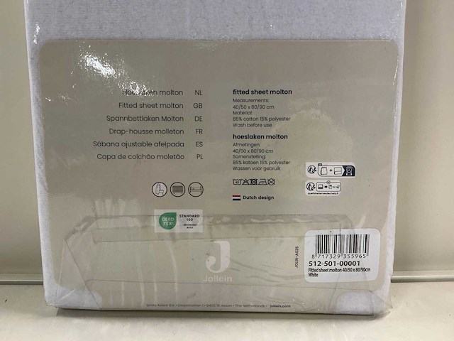 Jollein molton 40x80/90cm wieg hoeslaken - afbeelding 4 van  4