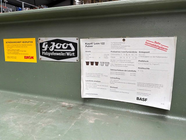 Joos hydraulische verwarmde fineerpers - afbeelding 11 van  11
