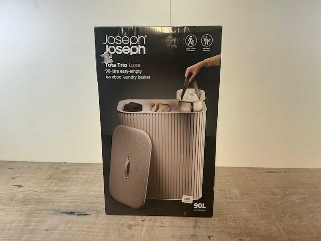 Joseph joseph total trio luxe 90-liter easy-empty bamboo wasmand - afbeelding 2 van  7