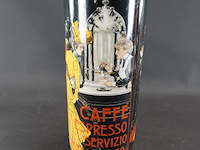 Jugendstil-stijl keramische vaas gedecoreerd met een klassieke "caffè espresso" posterprint - afbeelding 1 van  5