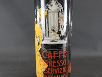 Jugendstil-stijl keramische vaas gedecoreerd met een klassieke "caffè espresso" posterprint - afbeelding 2 van  5