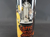 Jugendstil-stijl keramische vaas gedecoreerd met een klassieke "caffè espresso" posterprint