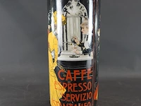 Jugendstil-stijl keramische vaas gedecoreerd met een klassieke "caffè espresso" posterprint - afbeelding 2 van  5
