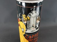 Jugendstil-stijl keramische vaas gedecoreerd met een klassieke "caffè espresso" posterprint - afbeelding 3 van  5