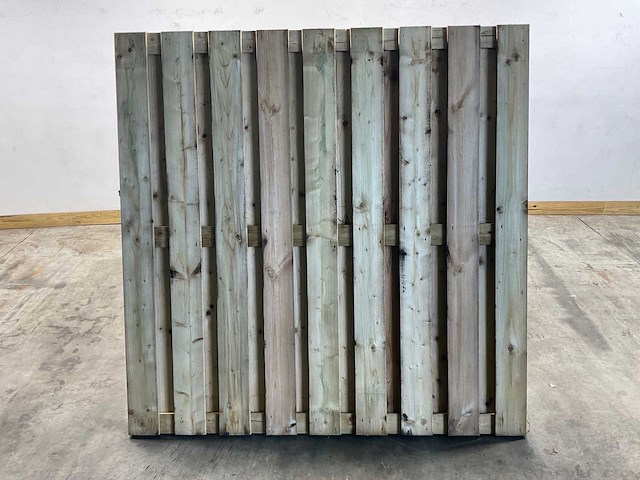 Jumbo tuinscherm 180x180 cm 17-planks - geschaafd en groen geïmpregneerd (5x) - afbeelding 2 van  7