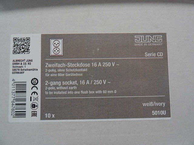Jung - 5010u - serie cd - wandcontactdoos (34x) - afbeelding 2 van  2
