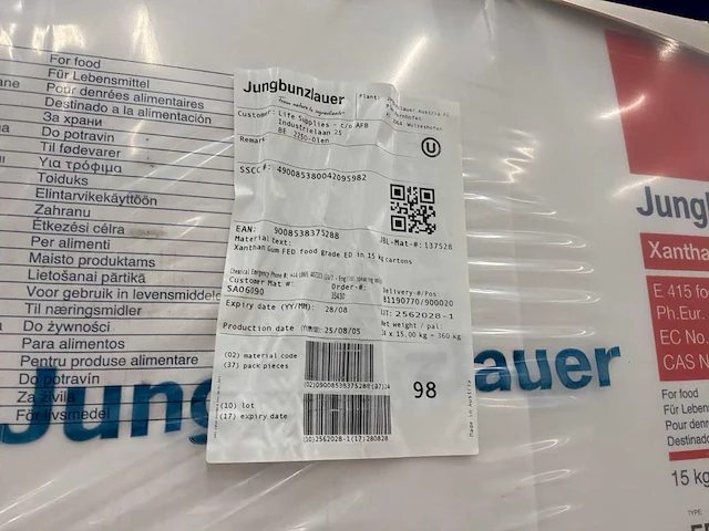 Jungbunzlauer supplies xanthan gum (15kg) (21x) - afbeelding 4 van  4