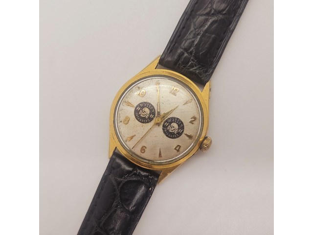 Junghans ww2 waffen ss 20 micron gouden herenhorloge - totenkopf - afbeelding 2 van  6