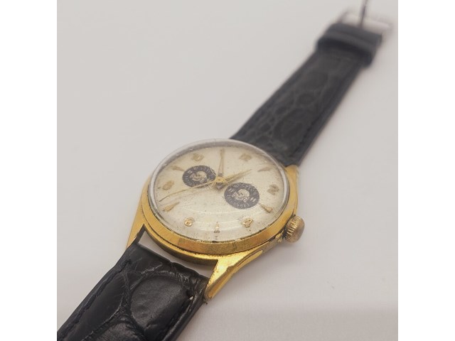 Junghans ww2 waffen ss 20 micron gouden herenhorloge - totenkopf - afbeelding 3 van  6