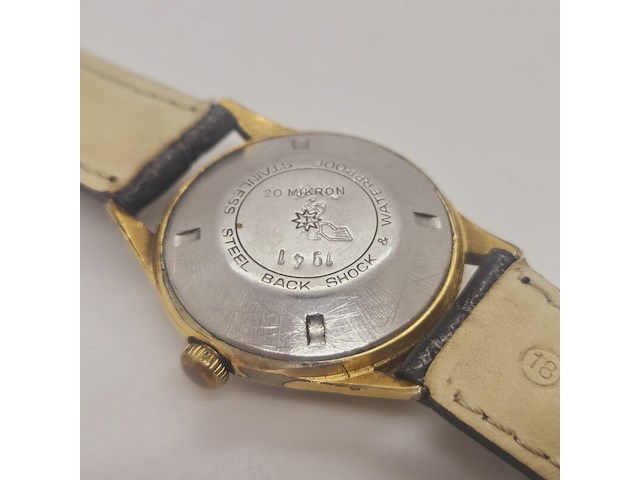 Junghans ww2 waffen ss 20 micron gouden herenhorloge - totenkopf - afbeelding 6 van  6