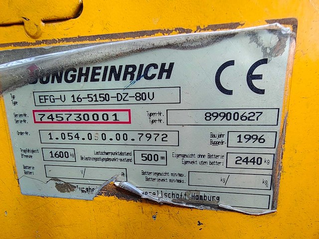 Jungheinrich - 1996 - efg-v 16 - vorkheftruck - afbeelding 6 van  32