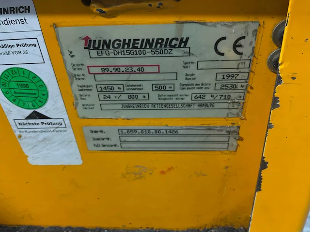 Jungheinrich - 1997 - efg-dh 15 - vorkheftruck - afbeelding 5 van  18