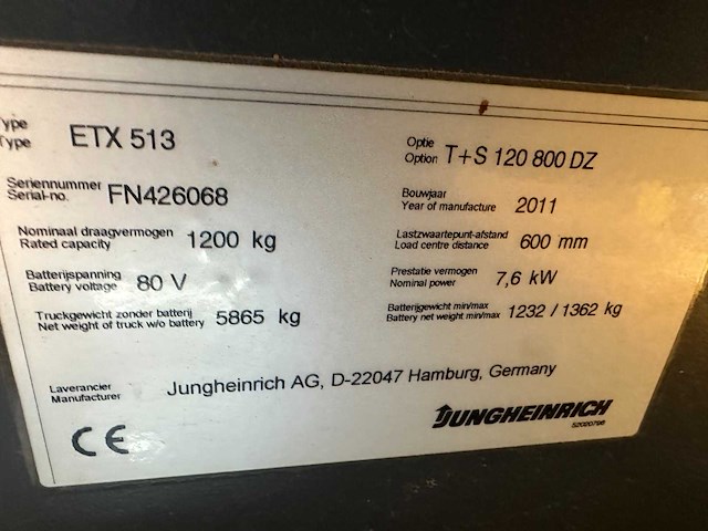 Jungheinrich - 2011 - etx513 - elektrische palletwagen - afbeelding 15 van  20