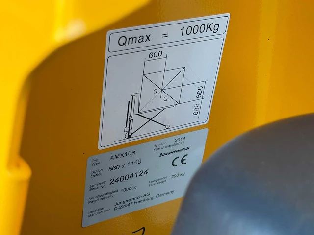 Jungheinrich - 2014 - amx10e - electrische palletwagen - afbeelding 2 van  4