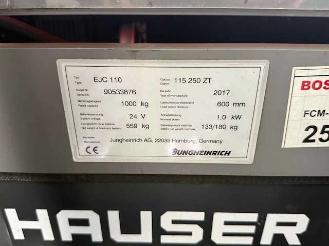 Jungheinrich - 2017 - ejc 110 - elektrische palletwagen - afbeelding 6 van  9