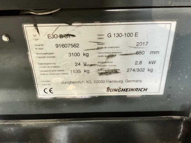 Jungheinrich - 2017 - ejcb31 - stapelaar - afbeelding 8 van  16