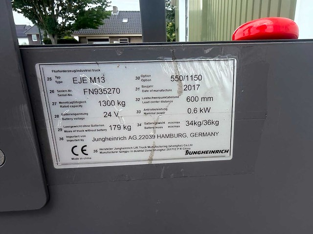 Jungheinrich - 2017 - eje m13 - elektrische palletwagen - afbeelding 5 van  5