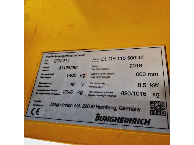 Jungheinrich - 2018 - etv 214 - reach truck triplex - afbeelding 21 van  26
