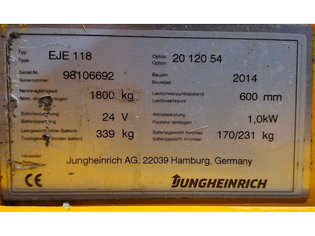 Jungheinrich - eje118 - elektrische palletwagen - afbeelding 7 van  7