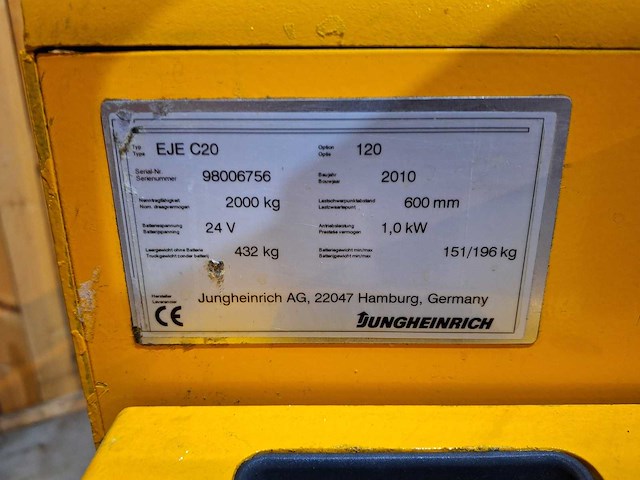 Jungheinrich - eje120 - elektrische palletwagen 750mm hefhoogte - afbeelding 6 van  8