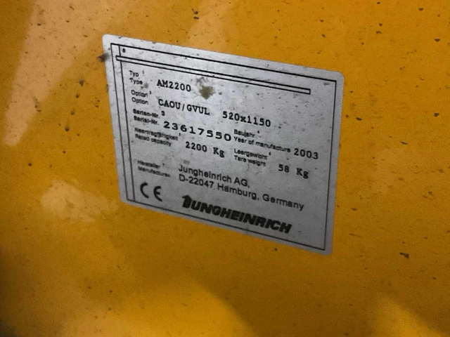 Jungheinrich am2200 palletwagen - afbeelding 2 van  2