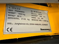 Jungheinrich efg216 - vorkheftruck 2018 - freelift - sideshift - acculader - 4483 uur - accu 2021 - afbeelding 10 van  22
