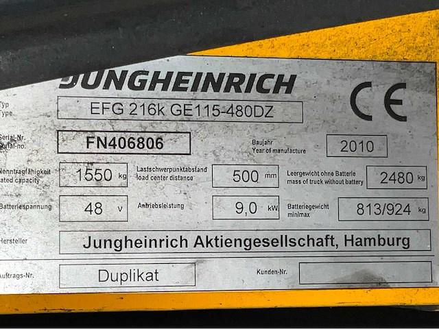 Jungheinrich efg216k vorkheftruck - afbeelding 17 van  24