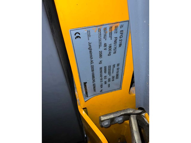Jungheinrich efg218k - vorkheftruck - freelift - shideshift - 4017 uur - acculader - afbeelding 23 van  23