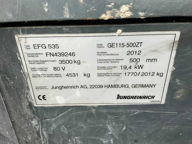 Jungheinrich efg535 vorkheftruck elektrisch - afbeelding 5 van  13