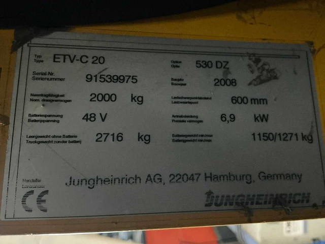 Jungheinrich etvc20 reachtruck - afbeelding 2 van  10