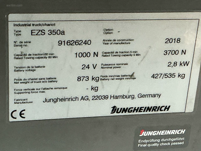 Jungheinrich ezs-350-a-ftf elektrische trekker - afbeelding 3 van  15