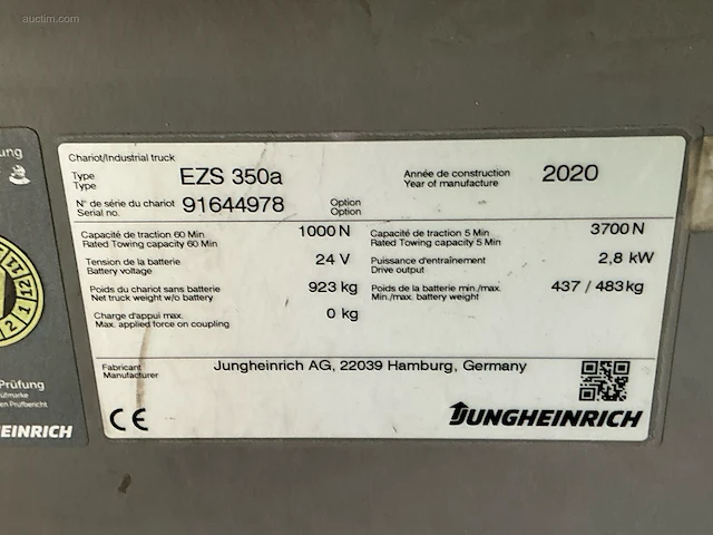 Jungheinrich ezs-350-a-ftf elektrische trekker - afbeelding 3 van  11