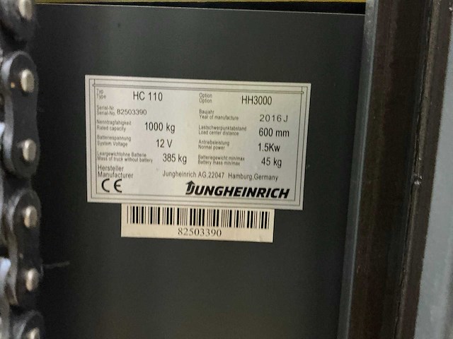 Jungheinrich hc 110 stapelaar - afbeelding 6 van  8
