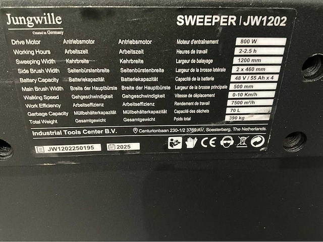 Jungwille - 2026 - jw1202 - zelfrijdende opzitveegmachine - afbeelding 5 van  5