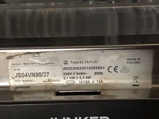 Junker vaatwasser inbouw - afbeelding 2 van  3