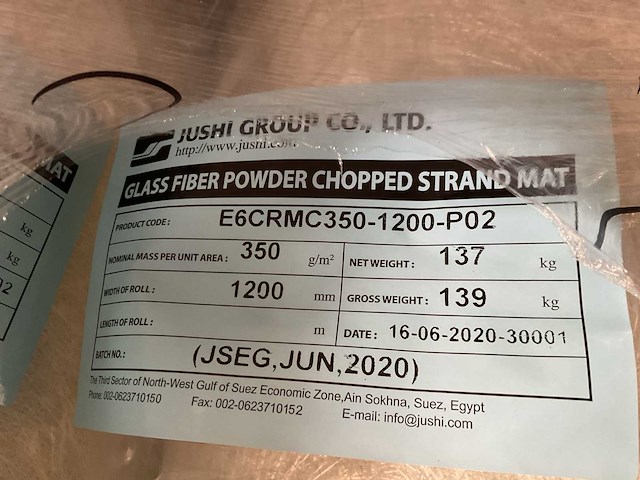 Jushi group - e6crmc350 - glasvezelmatten op rol (1096 kg) - afbeelding 3 van  4