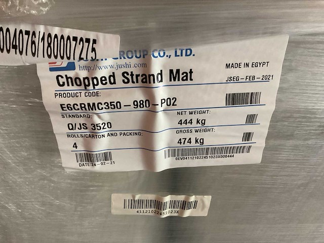 Jushi group - e6crmc350 - polyester poedergebonden glasvezelmatten op rol (444 kg) - afbeelding 2 van  3
