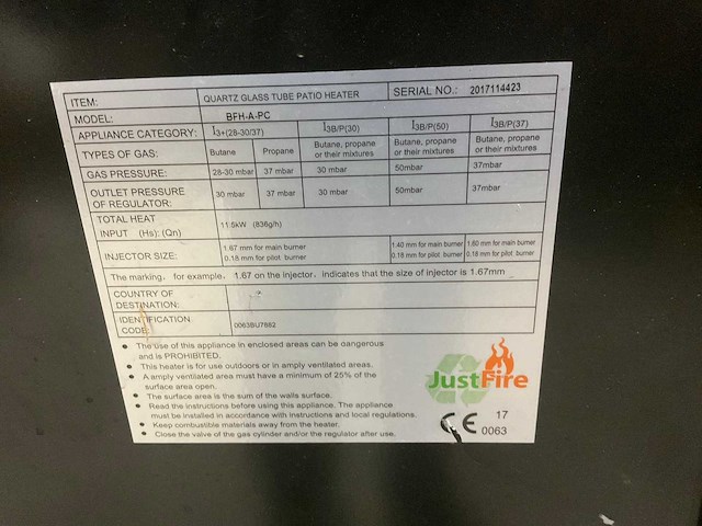 Just fire bfh-a-pc vlamheater - afbeelding 5 van  5