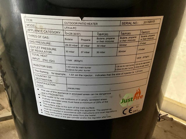 Justfire lfh-a-pc terrasverwarming - afbeelding 2 van  4