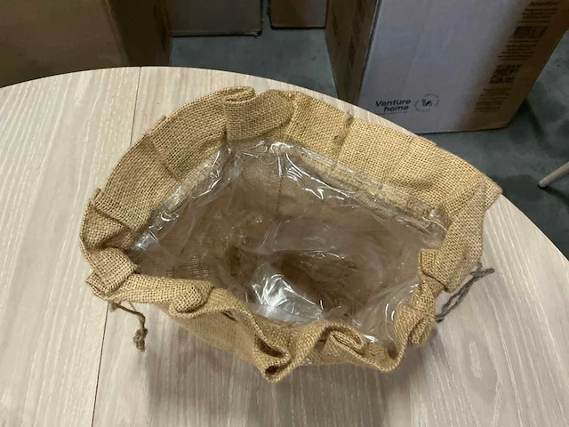 Jute zakken met plastic voering h23cm (800x) - afbeelding 2 van  4