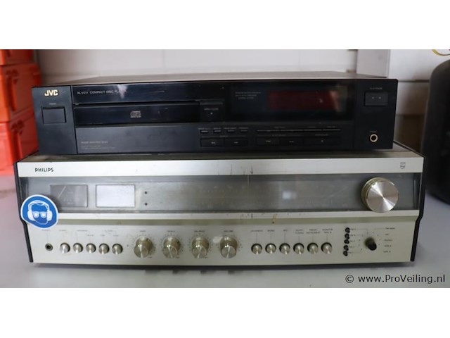 Jvc cd-speler xl-v211bk & philips versterker - afbeelding 1 van  8