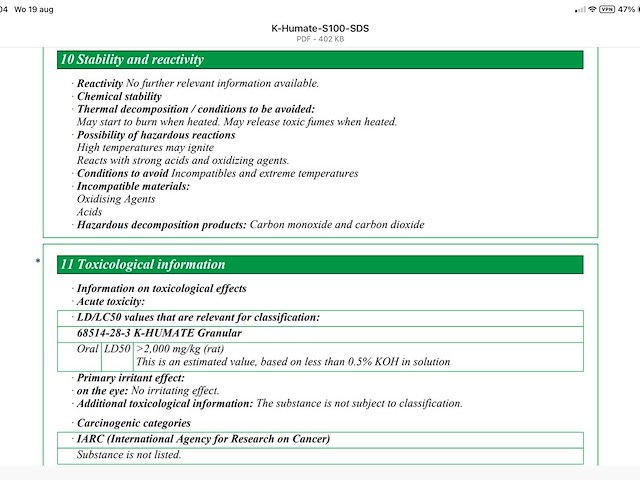 K-humate ® s100 100% oplosbare meststof en bodemverbeteraar 0-0-21k gewasbescherming en -bemesting - afbeelding 3 van  12