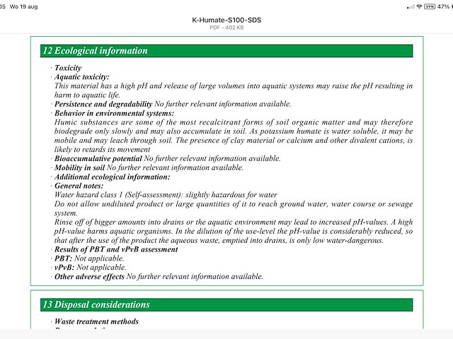 K-humate ® s100 100% oplosbare meststof en bodemverbeteraar 0-0-21k gewasbescherming en -bemesting - afbeelding 4 van  12