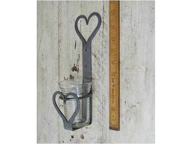 Kaarsenhouder hart antraciet 20 cm exclusief glas - afbeelding 1 van  1