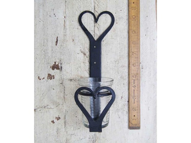 Kaarsenhouder hart zwart inclusief glas - afbeelding 1 van  1