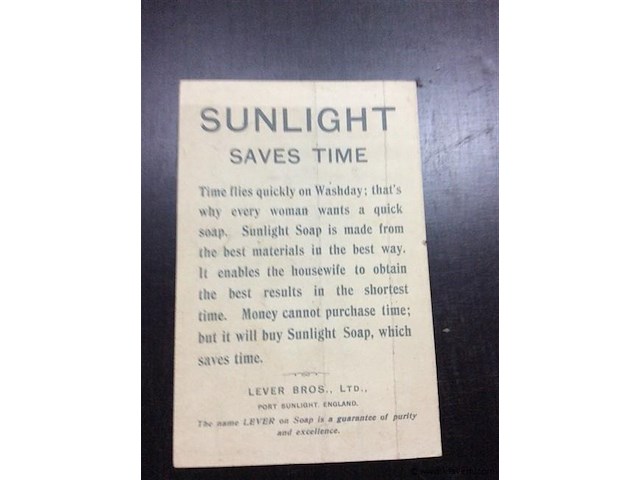 Kaart reclame sunlight zeep - afbeelding 2 van  2
