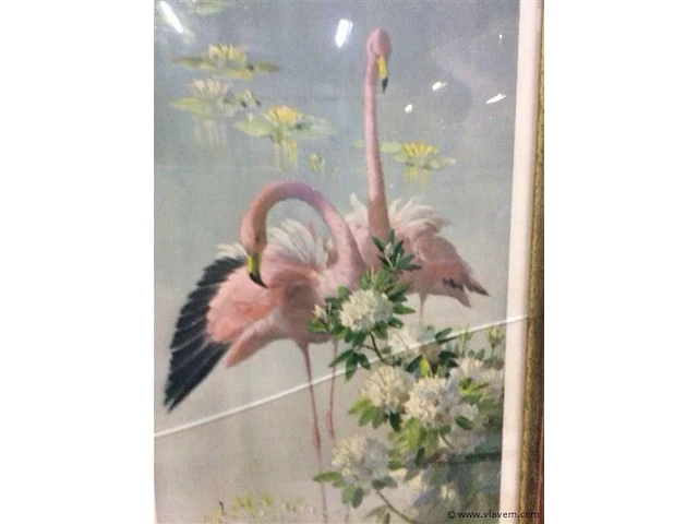 Kader flamingo. (glas gebarsten ) - afbeelding 2 van  3