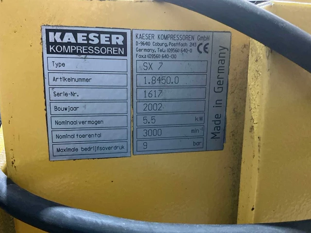 Kaeser - 2002 - sx 7 - hogedrukcompressor - afbeelding 2 van  6