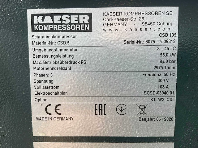 Kaiser - 2020 - csd105 - luchtcompressor 55kw - afbeelding 4 van  12